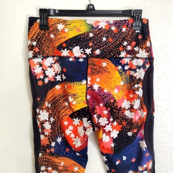 Free People FP Movement Colorful Floral Mesh Sides Full Length Leggings sz M - Picture 5 of 8
